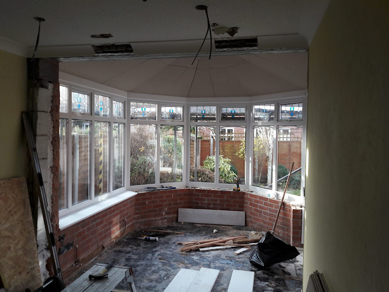New conservatory roof being carried out by Four Seasons Roof Systems